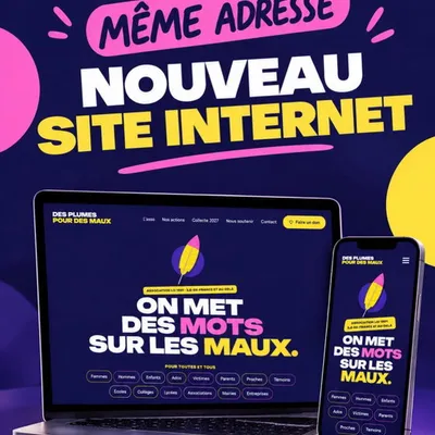 💜💛 DES PLUMES POUR DES MAUX FAIT PEAU NEUVE ! Une nouvelle image, un nouveau site internet… mais toujours le même engagement. 💗
Après pl